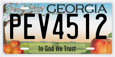 GA license plate PEV4512