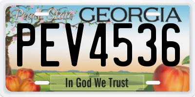 GA license plate PEV4536