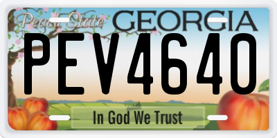 GA license plate PEV4640