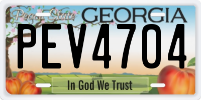 GA license plate PEV4704