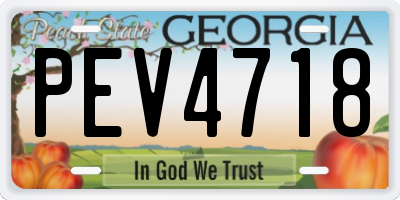 GA license plate PEV4718