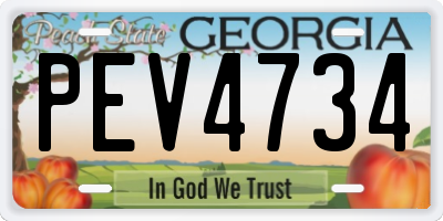 GA license plate PEV4734