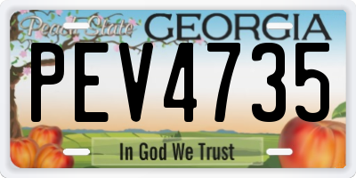 GA license plate PEV4735