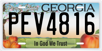 GA license plate PEV4816