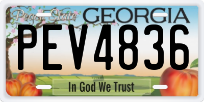 GA license plate PEV4836