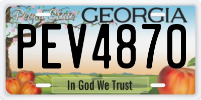 GA license plate PEV4870