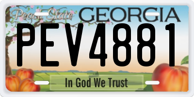 GA license plate PEV4881