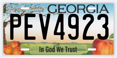 GA license plate PEV4923