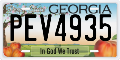GA license plate PEV4935