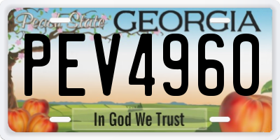 GA license plate PEV4960