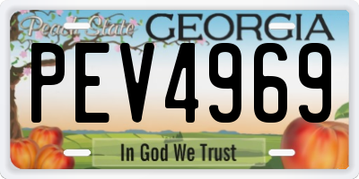 GA license plate PEV4969