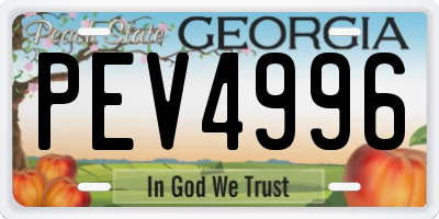 GA license plate PEV4996