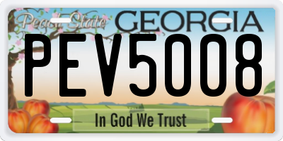 GA license plate PEV5008