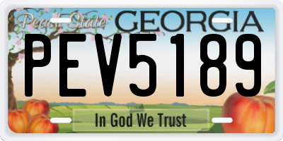 GA license plate PEV5189