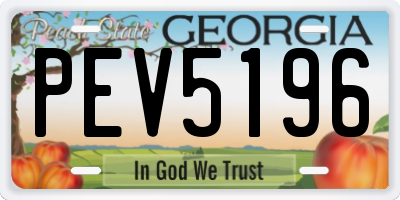 GA license plate PEV5196