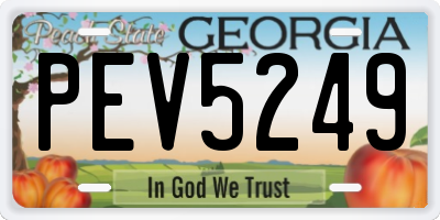 GA license plate PEV5249