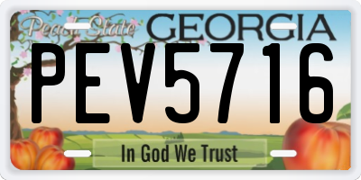 GA license plate PEV5716