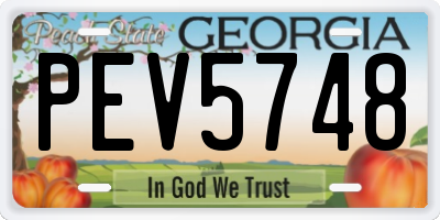GA license plate PEV5748