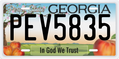 GA license plate PEV5835