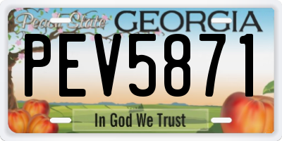 GA license plate PEV5871