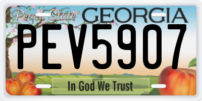 GA license plate PEV5907