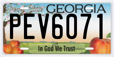 GA license plate PEV6071