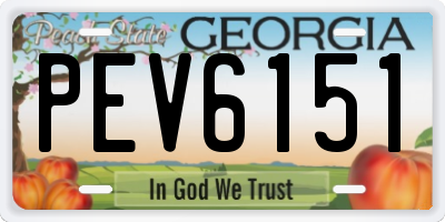 GA license plate PEV6151