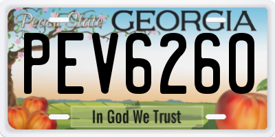 GA license plate PEV6260