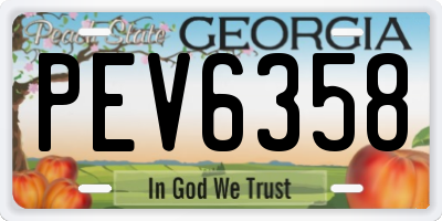 GA license plate PEV6358