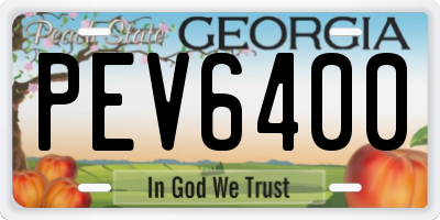GA license plate PEV6400