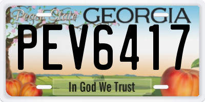 GA license plate PEV6417