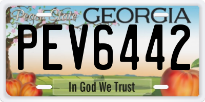 GA license plate PEV6442