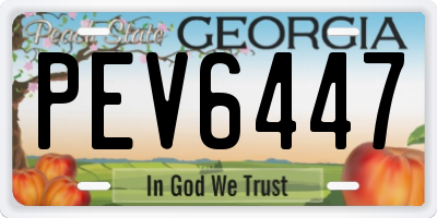 GA license plate PEV6447