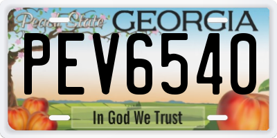 GA license plate PEV6540