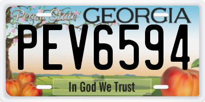 GA license plate PEV6594