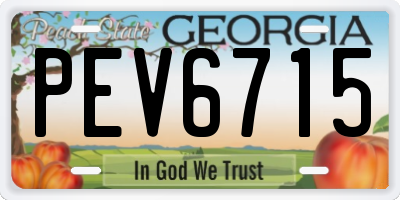 GA license plate PEV6715