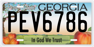 GA license plate PEV6786