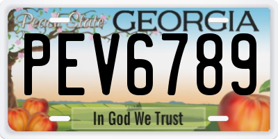 GA license plate PEV6789