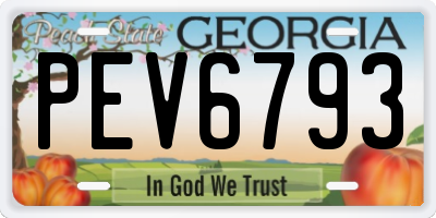 GA license plate PEV6793