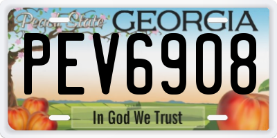 GA license plate PEV6908