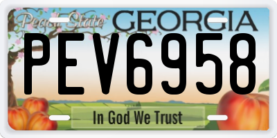 GA license plate PEV6958