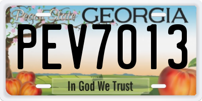 GA license plate PEV7013