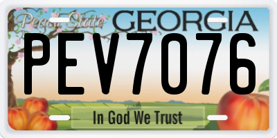 GA license plate PEV7076