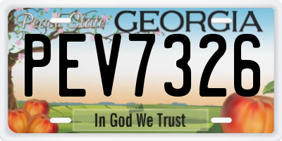 GA license plate PEV7326