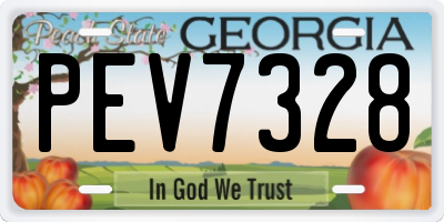 GA license plate PEV7328