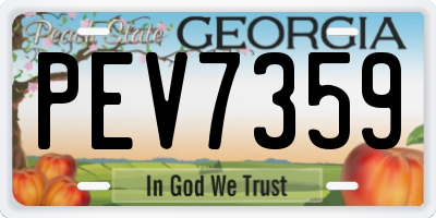 GA license plate PEV7359