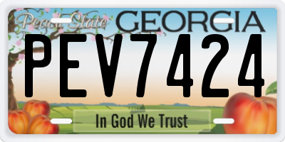GA license plate PEV7424
