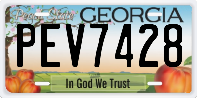 GA license plate PEV7428