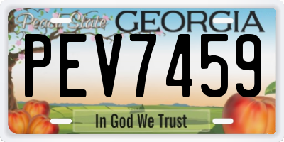 GA license plate PEV7459