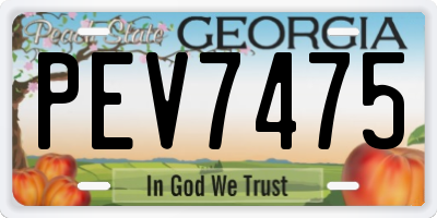 GA license plate PEV7475